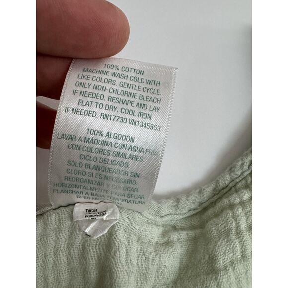 KONA SOL Gauze Tunic Cover Up  Cotton Green Beach Top Short Sleeve - Picture 5 of 7